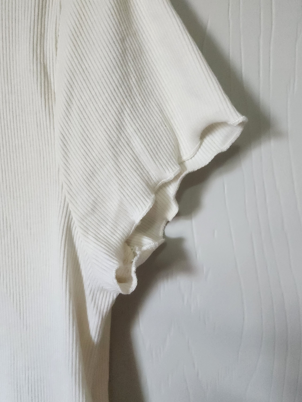 Cream Ribbed Short Sleeve Tee - Picture 4 of 4
